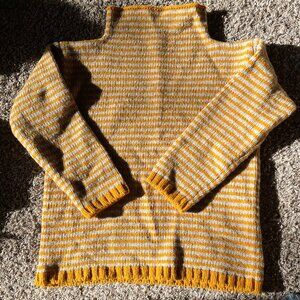 NWOT Babaa jumper no6 striped wool sweater, ochre/natural